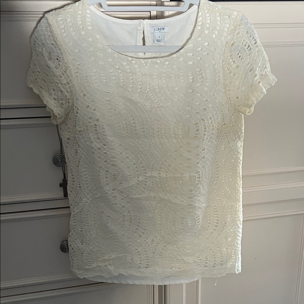 J. Crew Cream Lace Blouse